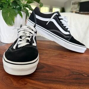 Vans Old Skool Suede Canvas Low Top Skate Sneakers Black White 10.5
